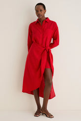 Racing Red Alessandra Sarong Shirt Dress