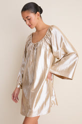 Gold Metallic Claudine Mini Dress