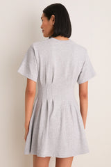 Cobblestone Heather Jersey Knit Crewneck Mini Dress
