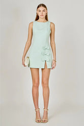 Melanie 3 Bow Slit Mini Dress - Mint