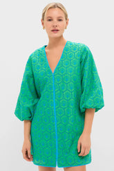 Seafoam Palm Eyelet Mini Arem Caftan