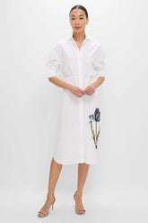 White Long Sleeve Midi Shirt Dress