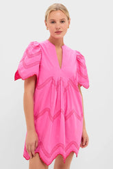 Hot Pink with Red Embroidery Weston Mini Dress