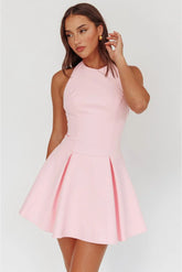 Hailey Halter Fit 'N Flare Mini - Pink