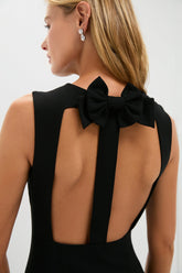 Black Open Back Bow Ambrose Midi Dress