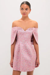 Pink Multi Jacquard Off-the-Shoulder Kara Mini Dress