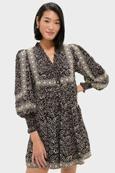 Multi Emmeline Print Long Sleeve Mini Tiered Dress