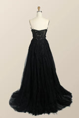 Light Blue Floral Embroidery Strapless A-line Formal Dress