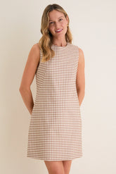 Mocha Gingham Yvette Mini Dress
