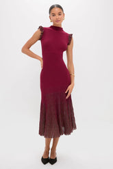 Plum Shimmer Knit Midi Dress