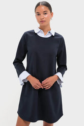 Navy Knit Long Sleeve Burbank Mini Dress