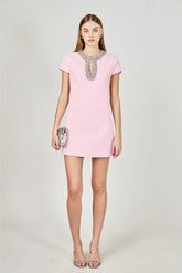 Jas Jewel Trim Mini Dress - Pink