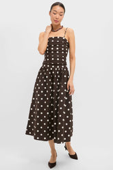 Brown Ivory Polka Dot Lainey Midi Dress