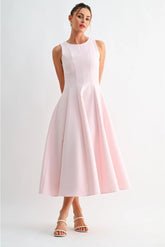 Manon Sleeveless Pocket Midi Dress - Pink