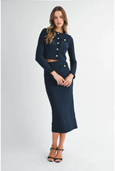 Adeline Long Sleeve Crop Jacket & Midi Skirt (Sold Separately)