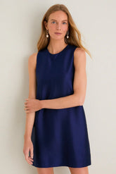 Navy Dupioni Marlowe Dress