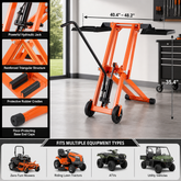 500 LBS Hydraulic Lawn Mower Lift | Adjustable Universal Lawn Lifter, Solid Carbon Steel Construction for Riding Tractors, Zero-Turn Mowers & Utility ATVs, Orange