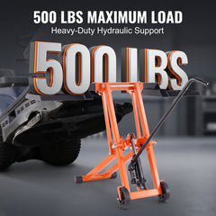 500 LBS Hydraulic Lawn Mower Lift | Adjustable Universal Lawn Lifter, Solid Carbon Steel Construction for Riding Tractors, Zero-Turn Mowers & Utility ATVs, Orange