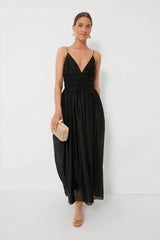 Black Sleeveless V-Neck Maxi Dress