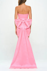 Mrs. Show Stopper Ruched Mini Dress with Detachable Back Bow - Pink