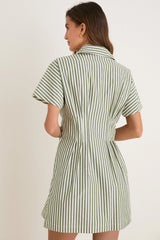 Jardin Stripe Cotton Poplin Mini Callie Dress