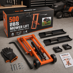 500 LBS Hydraulic Lawn Mower Lift | Adjustable Universal Lawn Lifter, Solid Carbon Steel Construction for Riding Tractors, Zero-Turn Mowers & Utility ATVs, Orange